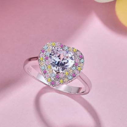 [Vivid Aurora]Delicate Ebullient Heart Shape Wedding Ring