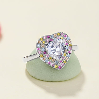 [Vivid Aurora]Delicate Ebullient Heart Shape Wedding Ring