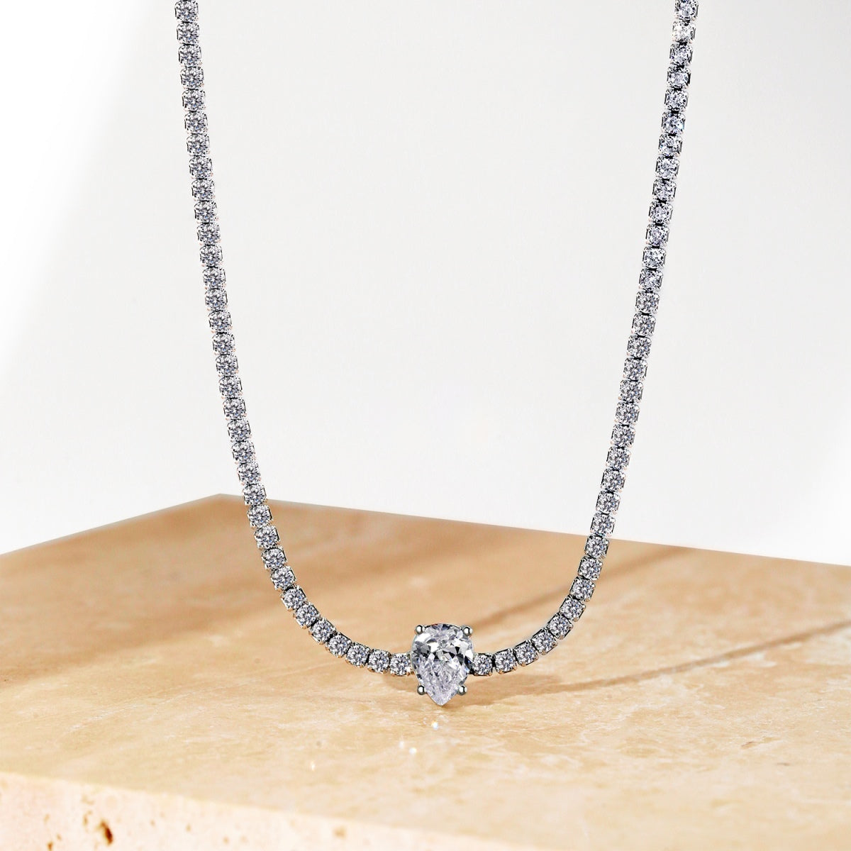 [Vivid Aurora]1.0 carat Unique Pear Cut Tennis Necklace