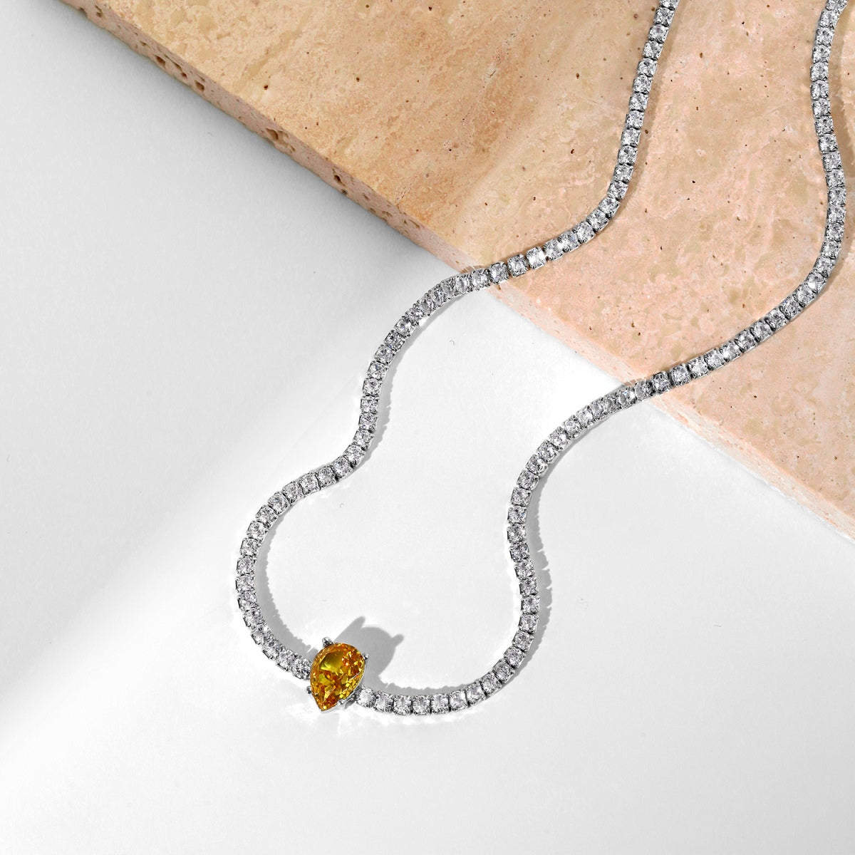 [Vivid Aurora]1.0 carat Unique Pear Cut Tennis Necklace