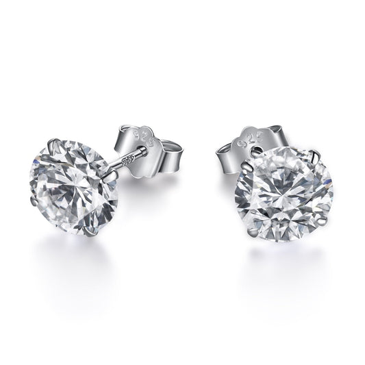 [Vivid Aurora]Stylish Shiny Round Center Stone Stud Earrings