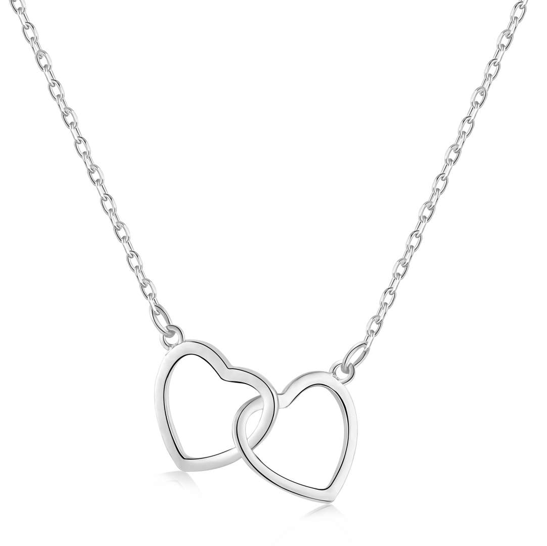 [Vivid Aurora]Sterling Silver Love Double Ring Necklace