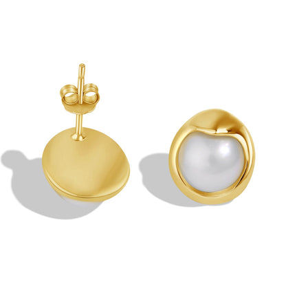 [Vivid Aurora]Dainty Bread Pearl Earrings