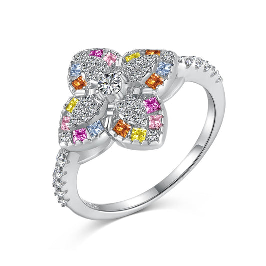 [Vivid Aurora]Luxurious Colorful Flower Shape Banquet Ring