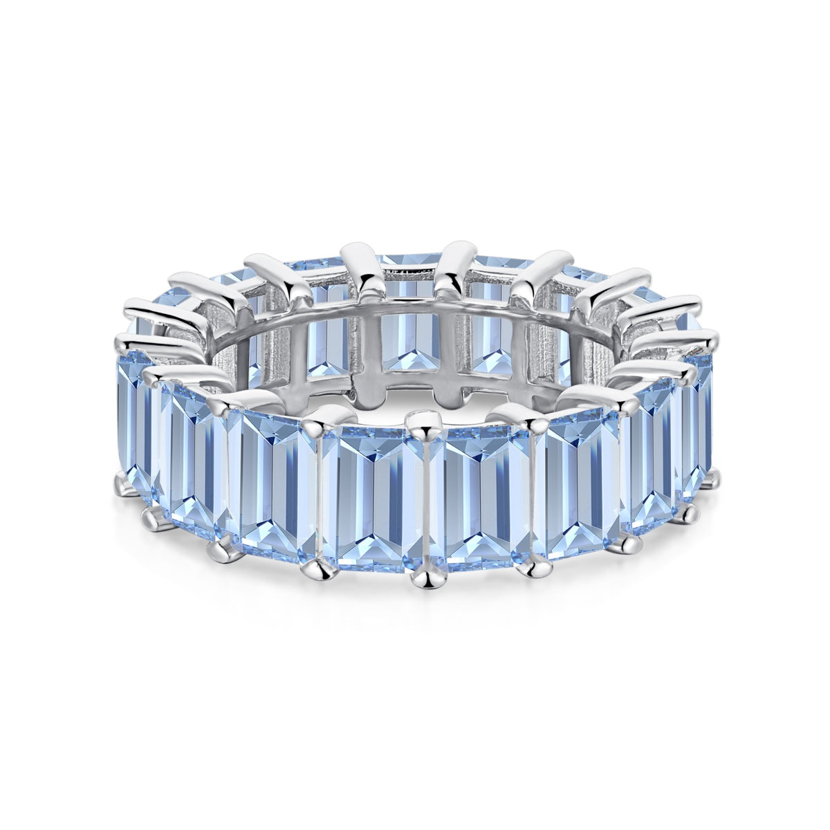 [Vivid Aurora]0.75 Carat Elegant Emerald Cut Tennis Ring