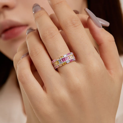 [Vivid Aurora]Dazzling Colorful Radiant Cut Party Ring