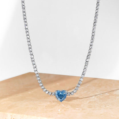 [Vivid Aurora]2.0 Carat Sparkling Tennis Heart Cut Necklace