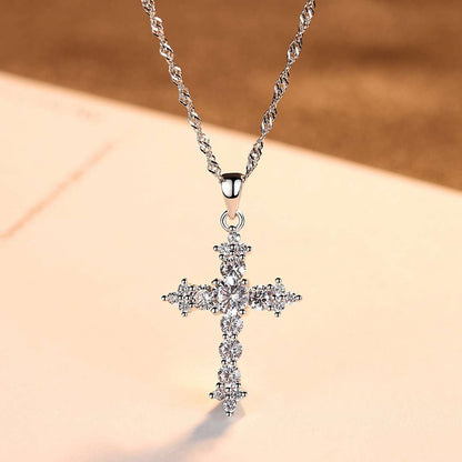 [Vivid Aurora]Delicate Cross Shape Necklace