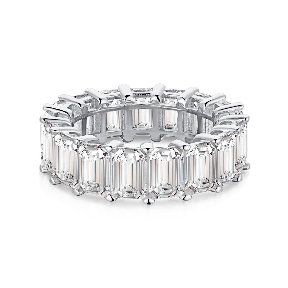 [Vivid Aurora]0.75 Carat Elegant Emerald Cut Tennis Ring